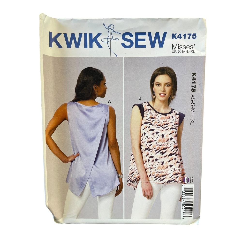KWIK SEW Sewing Pattern K4175 Misses XS-XL Pullover Tops Overlapping Back Modern